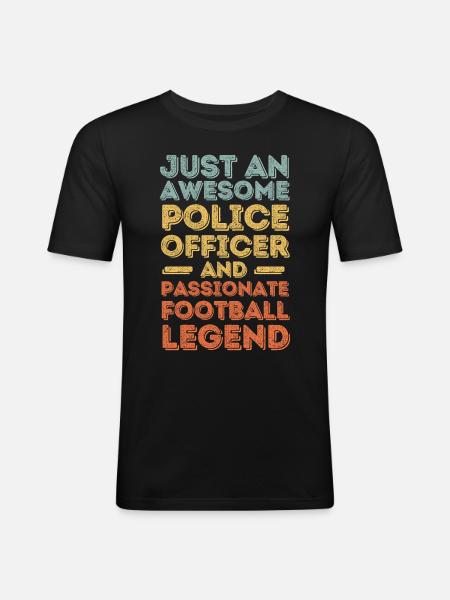 Policeman football retro - Men's Slim Fit T-Shirt - black