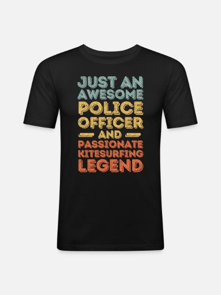 Policeman Kitesurfing retro - Men's Slim Fit T-Shirt - black