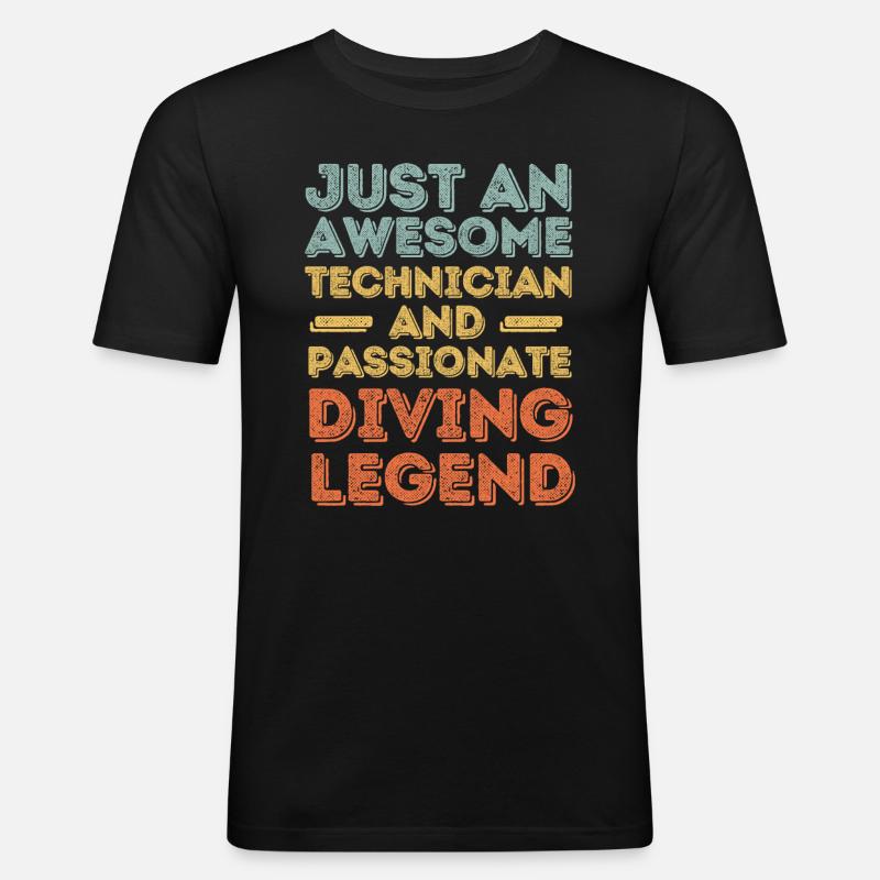 Techniciens plongée rétro - T-shirt près du corps Homme - noir