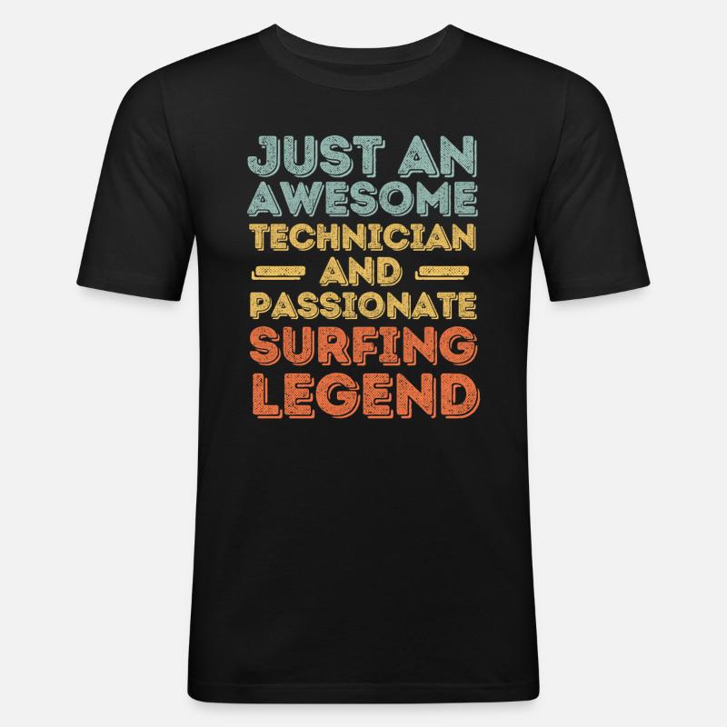 Techniker Surfen retro - Männer Slim Fit T-Shirt - Schwarz