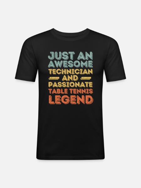 Techniker Tischtennis retro - Männer Slim Fit T-Shirt - Schwarz