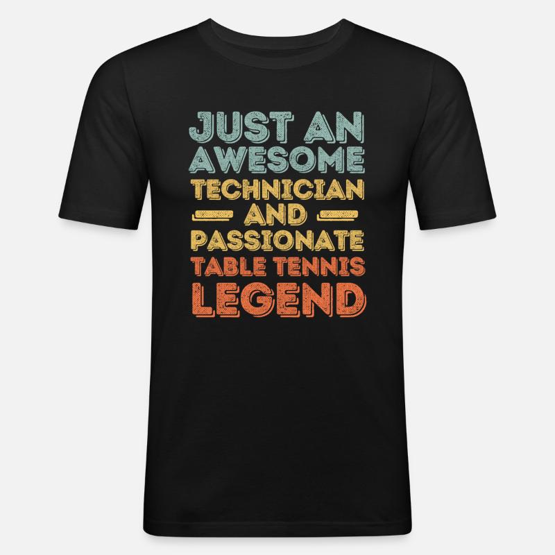 Techniker Tischtennis retro - Männer Slim Fit T-Shirt - Schwarz