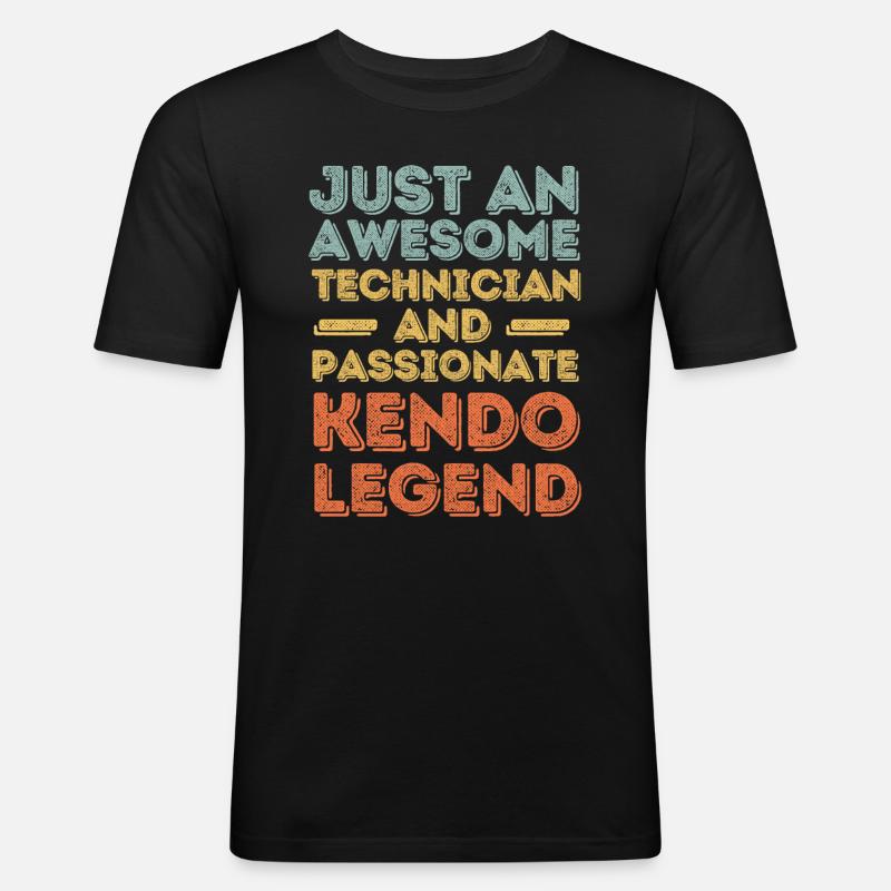 Techniker Kendo retro - Männer Slim Fit T-Shirt - Schwarz