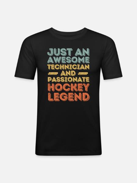 Techniker Hockey retro - Männer Slim Fit T-Shirt - Schwarz