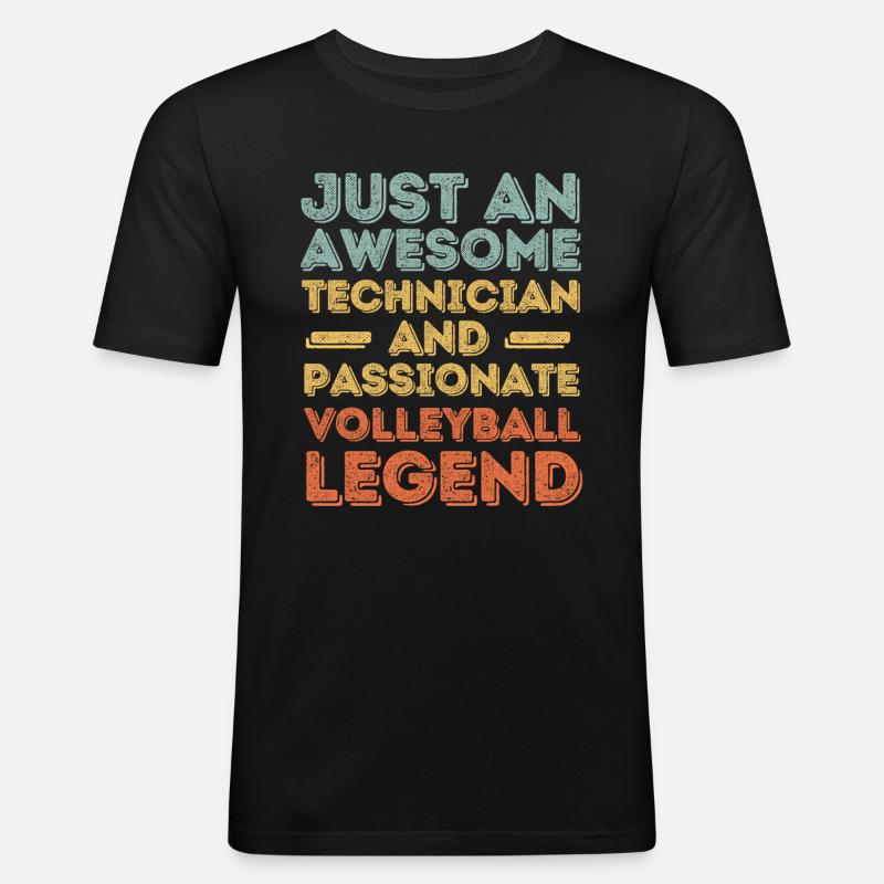 Techniker Volleyball retro - Männer Slim Fit T-Shirt - Schwarz