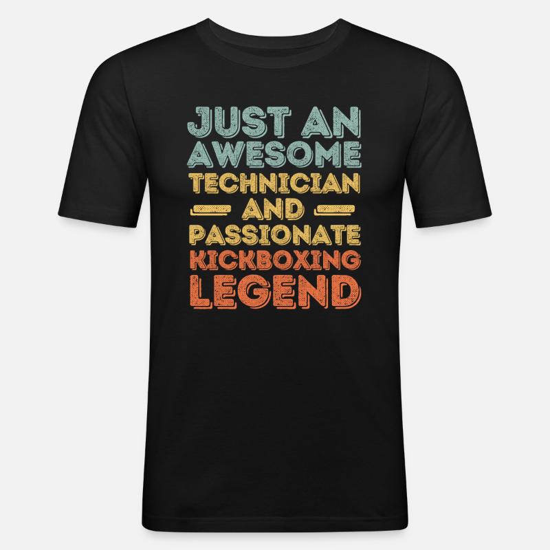 Techniker Kickboxen retro - Männer Slim Fit T-Shirt - Schwarz