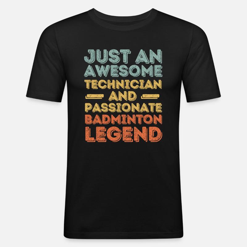 Techniker Badminton retro - Männer Slim Fit T-Shirt - Schwarz