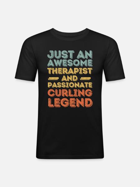 Therapeut Curling retro - Männer Slim Fit T-Shirt - Schwarz