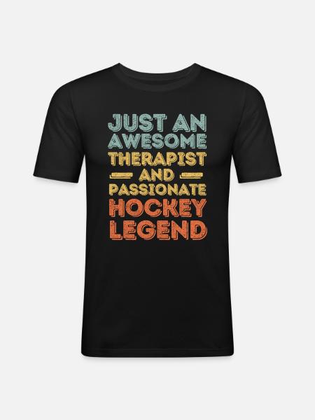 Thérapeute Hockey rétro - T-shirt près du corps Homme - noir