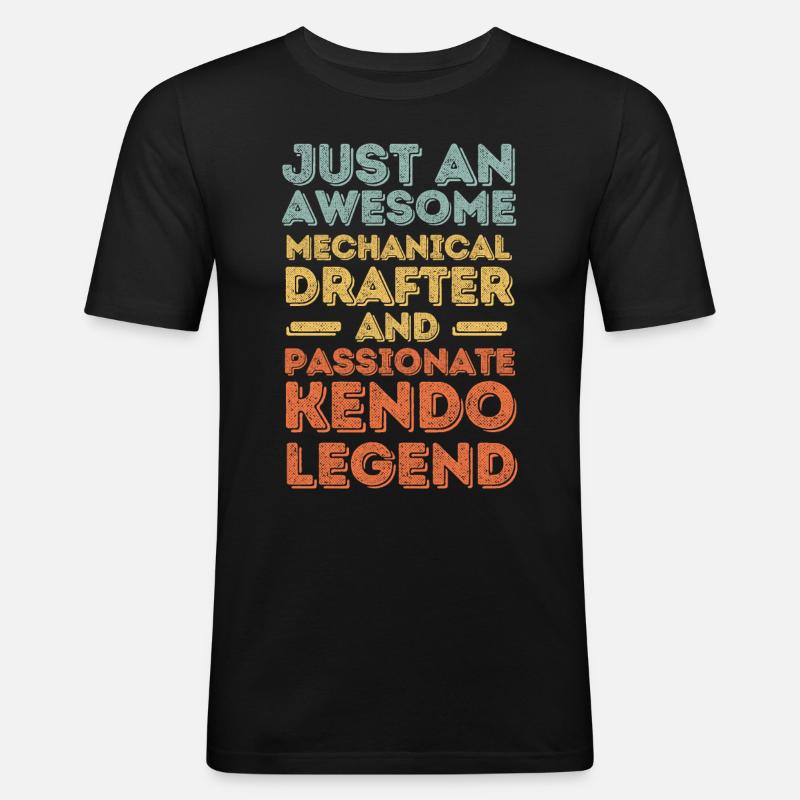Technischer-Zeichner Kendo retro - Männer Slim Fit T-Shirt - Schwarz