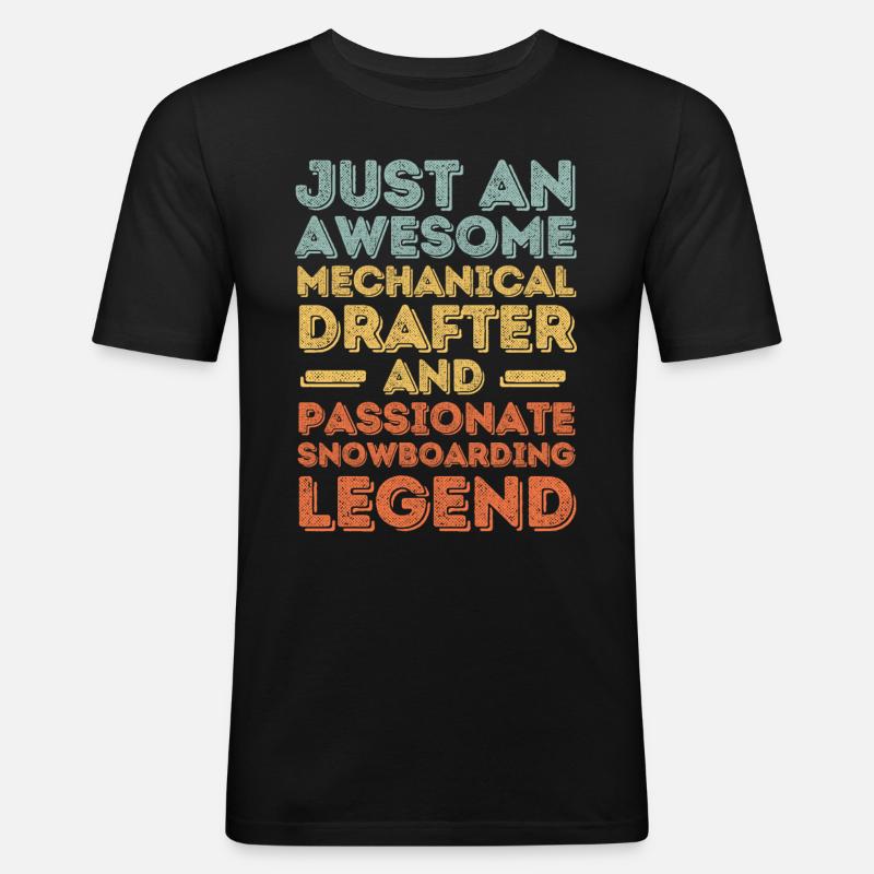 Technischer-Zeichner Snowboard retro - Männer Slim Fit T-Shirt - Schwarz