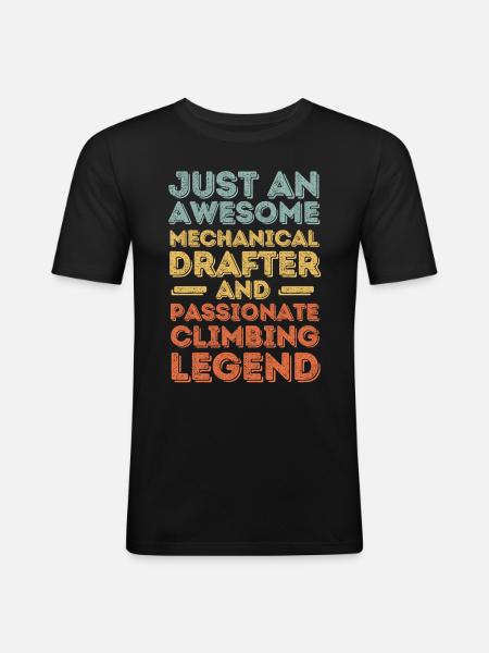 Technical draughtsman climbing retro - Men's Slim Fit T-Shirt - black