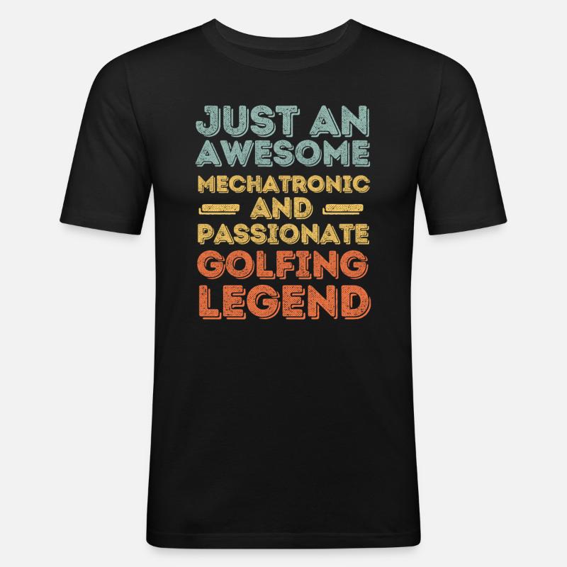 Mechatronics Engineer Golf retro - Men's Slim Fit T-Shirt - black