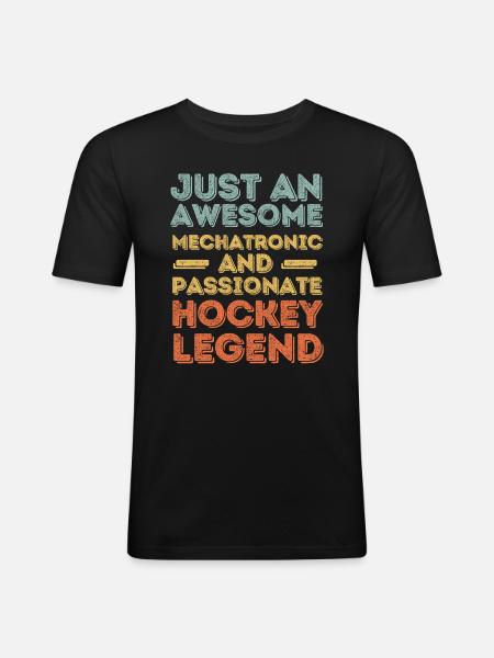 Mechatronics Engineer Hockey retro - Men's Slim Fit T-Shirt - black
