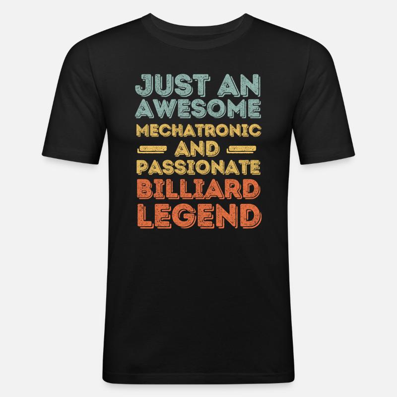 Mechatroniker Billard retro - Männer Slim Fit T-Shirt - Schwarz