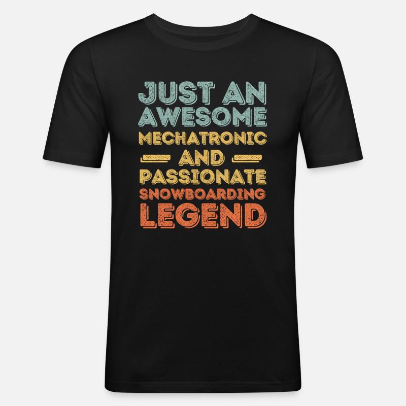 Mechatroniker Snowboard retro - Männer Slim Fit T-Shirt - Schwarz