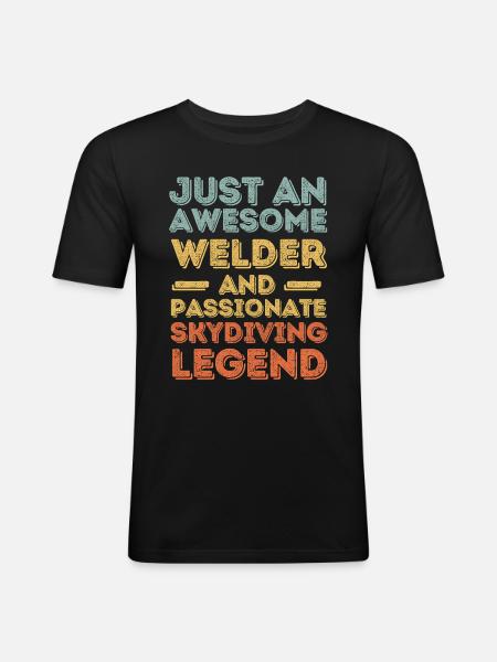 Welder skydiving retro - Men's Slim Fit T-Shirt - black