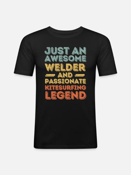 Welder Kitesurfing retro - Men's Slim Fit T-Shirt - black