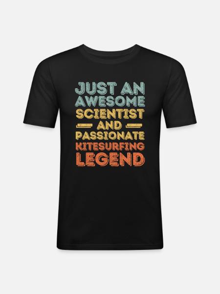 Scientist Kitesurfing retro - Men's Slim Fit T-Shirt - black
