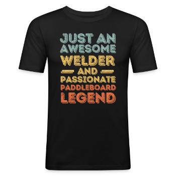 Schweißer Paddleboard retro - Männer Slim Fit T-Shirt - Schwarz - Vorne - Nik (191cm)