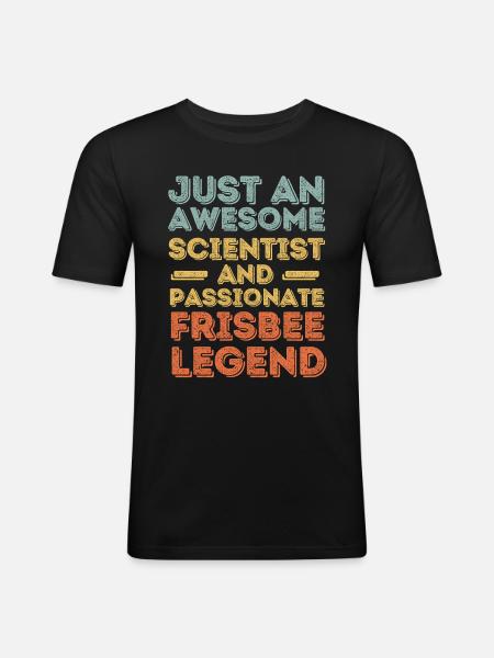 Scientist Frisbee retro - Men's Slim Fit T-Shirt - black