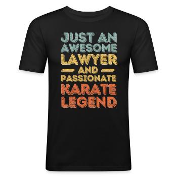 Avocat Karaté rétro - T-shirt près du corps Homme - noir - Devant - Nik (191cm)