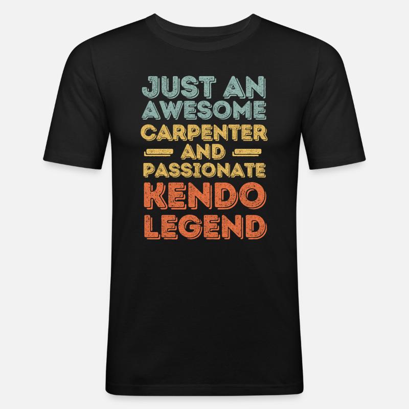Zimmermann Kendo retro - Männer Slim Fit T-Shirt - Schwarz