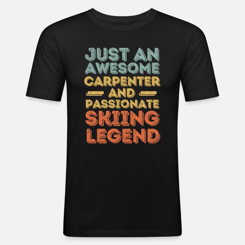 Zimmermann Ski retro - Männer Slim Fit T-Shirt - Schwarz