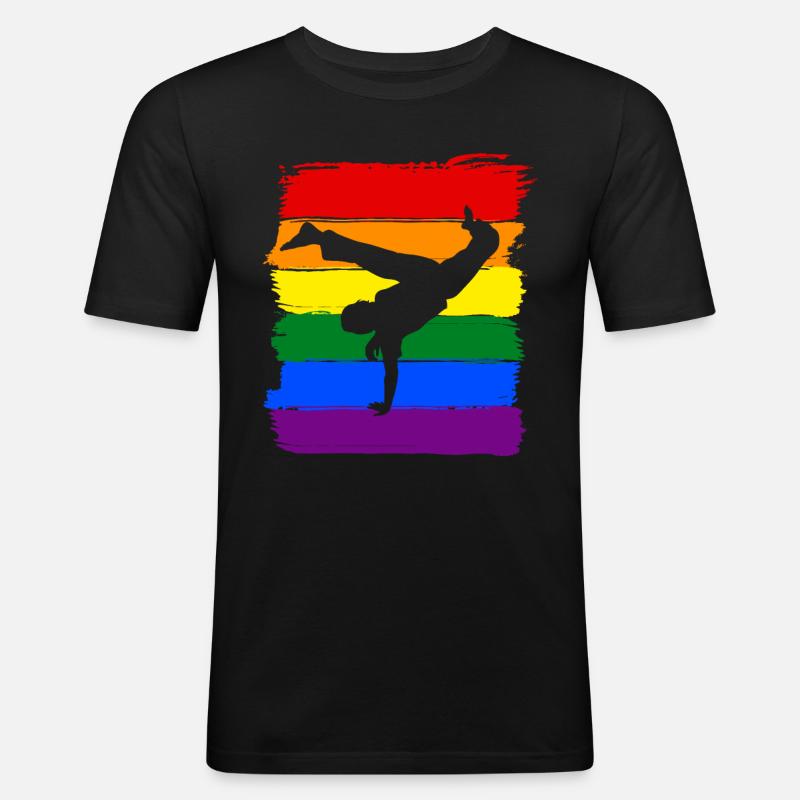 Capoeira LGBT Pride - Männer Slim Fit T-Shirt - Schwarz