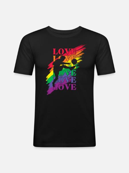 Fußball LGBT Pride - Männer Slim Fit T-Shirt - Schwarz