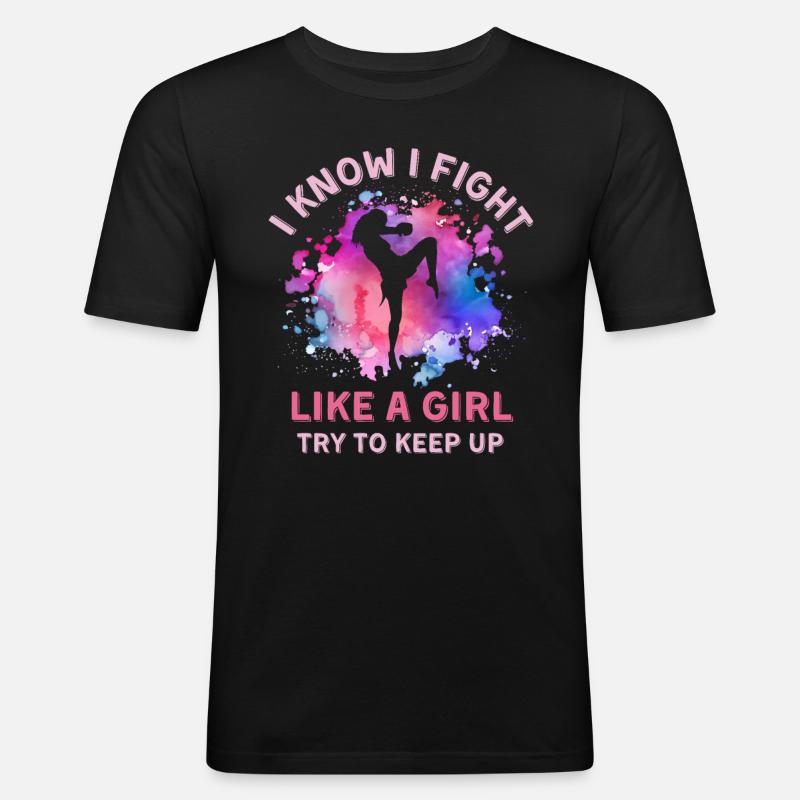 Frauen Muay-Thai Mädchen - Männer Slim Fit T-Shirt - Schwarz