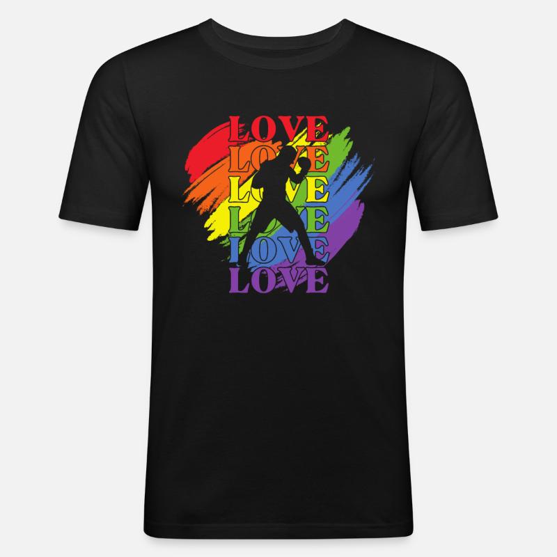Boxen LGBT Pride - Männer Slim Fit T-Shirt - Schwarz