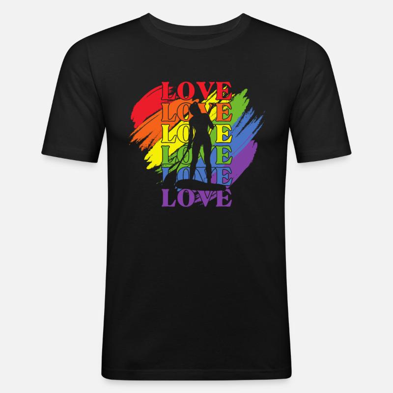 Paddleboard LGBT Pride - Männer Slim Fit T-Shirt - Schwarz