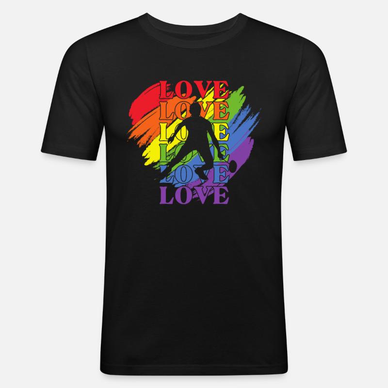 Badminton LGBT Pride - Männer Slim Fit T-Shirt - Schwarz