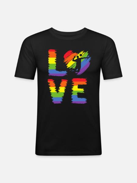 Volleyball LGBT Pride - Men's Slim Fit T-Shirt - black