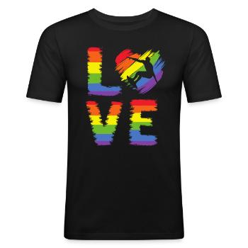 Surfer LGBT Pride - T-shirt près du corps Homme - noir - Devant - Nik (191cm)