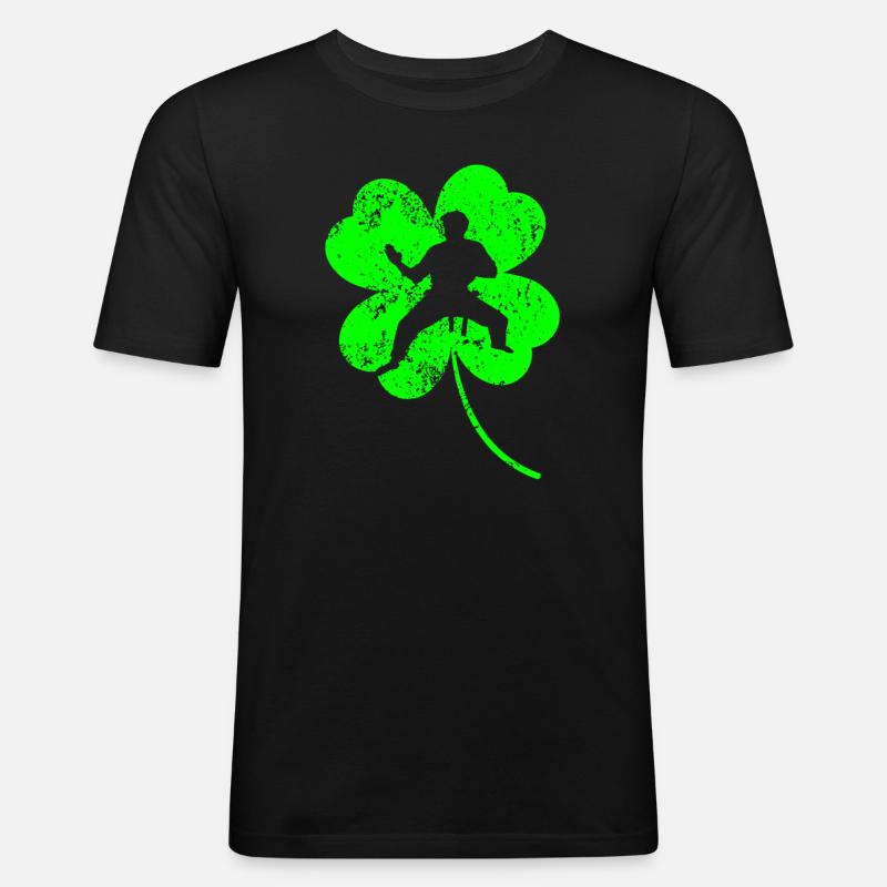 Karaté Trèfle de la Saint-Patrick - T-shirt près du corps Homme - noir