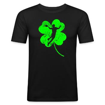 Handball Trèfle de la Saint-Patrick - T-shirt près du corps Homme - noir - Devant - Nik (191cm)