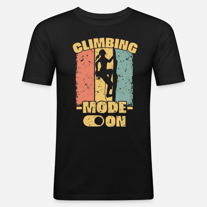 Frauen Klettern retro - Männer Slim Fit T-Shirt - Schwarz