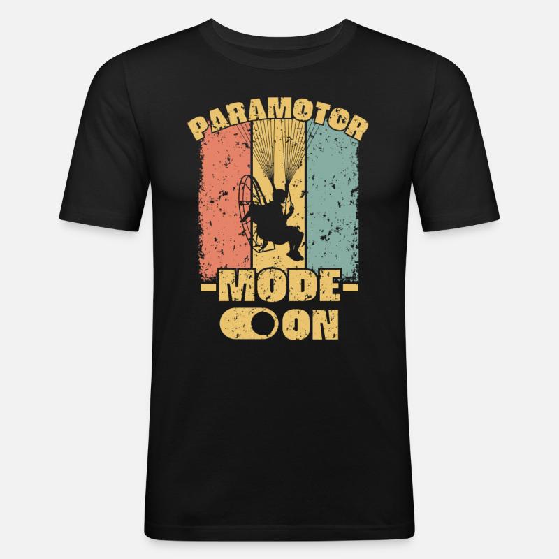 Paramotoring Mode on retro - Men's Slim Fit T-Shirt - black