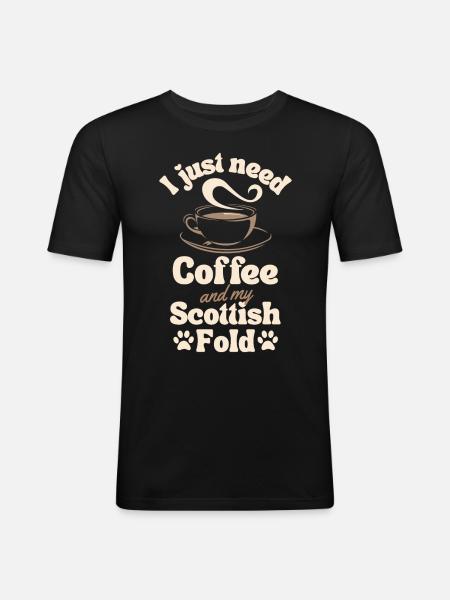Coffee Scottish-fold lover - Men's Slim Fit T-Shirt - black