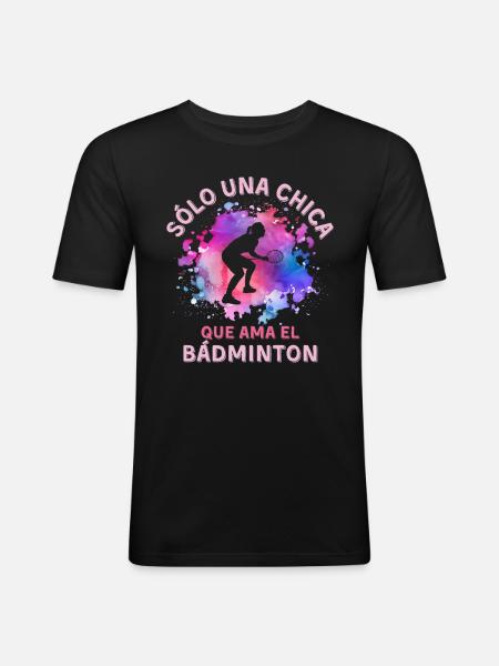 Frauen Badminton Mädchen - Männer Slim Fit T-Shirt - Schwarz