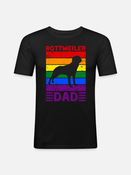 Rottweiler Dad LGBTQ Rainbow Flag - Men's Slim Fit T-Shirt - black