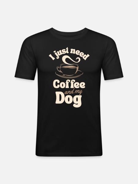 Coffee Dog lover - Men's Slim Fit T-Shirt - black