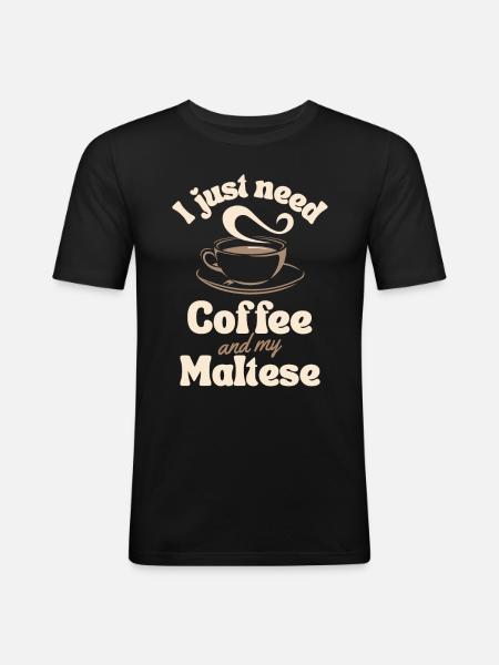 Coffee Maltese lover - Men's Slim Fit T-Shirt - black