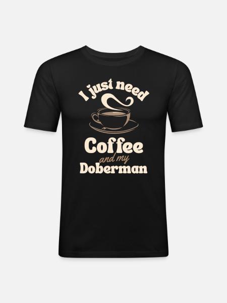 Coffee Doberman lover - Men's Slim Fit T-Shirt - black