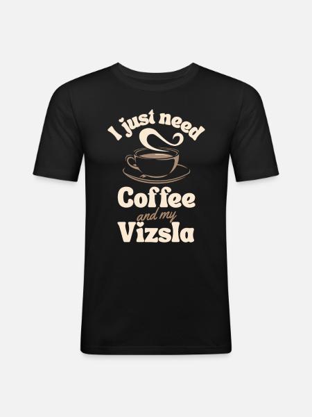 Coffee Vizsla lover - Men's Slim Fit T-Shirt - black