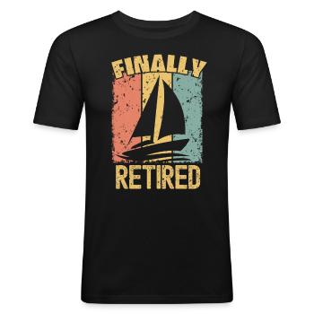 Rétro de la retraite de la voile - T-shirt près du corps Homme - noir - Devant - Nik (191cm)