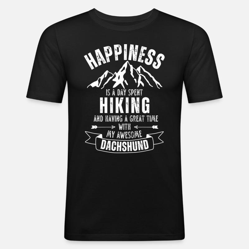 Wandern mit Dackel - Männer Slim Fit T-Shirt - Schwarz
