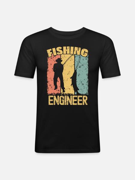 Fishing Engineer retro - Men's Slim Fit T-Shirt - black